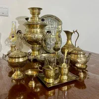 سماور 4لیتری ذغالی برنجی با ست15تیکه زغالی برنزی