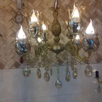 لوستر 4 شاخه 8 شعله برنجی  ( برنز )|لوستر و چراغ آویز|بروجرد, |دیوار