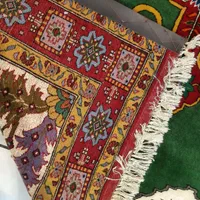 قالیچه سه متری سبز کف ساده چله ابریشم خراسان|فرش|تهران, حر|دیوار