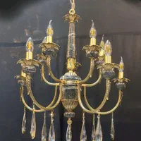 لوستر فلور سنگی و برنجی ۵شاخه ۱۰شعله جدید کلاسیک