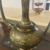 گلاب پاش برنجی قلم کاری پاکستانی بزرگ|صنایع دستی و سایر لوازم تزئینی|طرقبه, |دیوار