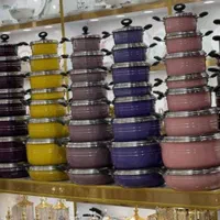 سرویس قابلمه 15تیکه هلنا چدن کف زنبوری اصلی بزرگ