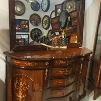 آینه کنسول معرق چوبی ۳درب وسط کشو