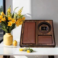 ست هدیه کیف و کمربند پک چوبی کادو تولد جلسه دفاع