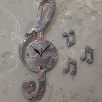 ساعت دیواری نت موسیقی طوسی صورتی