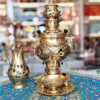 سماور شب یلدا تمام برنجی گازی سیاه قلم ضخیم نانو|سماور، چای‌ساز، قهوه‌ساز|مشهد, چهارباغ|دیوار