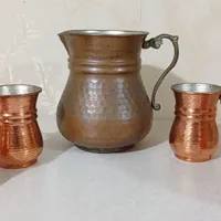 پارچ و لیوان مسی چکشی مارک گزل مس