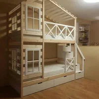 تخت کودک دو طبقه کلبه ای