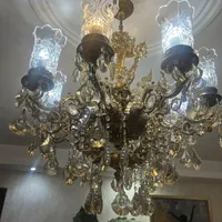 لوستر برنز ۸شاخه با کریستال اصل|لوستر و چراغ آویز|تهران, اوقاف|دیوار