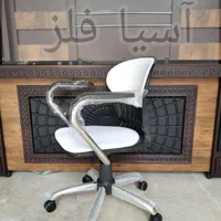 صندلی کامپیوتر چرخ دار اداری صدفی سفید مشکی|صندلی و نیمکت|چهاردانگه (تهران), |دیوار
