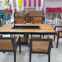 میز و صندلی فلزی چوب ترمو کافه ویلا باغ کد ۰۱۵|صندلی و نیمکت|چهارباغ, |دیوار