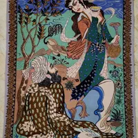 فرش دستباف قالیچه دستبافت برند ذرع و نیم بزم حافظ
