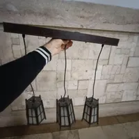 لوستر سه شاخه خطی چوبی