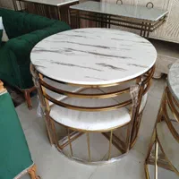 نهارخوری کمجا گرد و مربع  میز غذا خوری فلزی ۴نفره