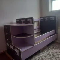 تخت نوجوان وگهواره کودک به همراه میزباسه کشو ۲طبقه|تخت و سرویس خواب|شاهین‌شهر, طالقانی|دیوار