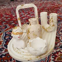مجسمه تزئینی دختر و سینی رنگین‌کمان|مجسمه، تندیس، ماکت|سبزوار, |دیوار