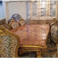 نهار خوری ۱۲ نفره ، چوب گردو و ورق طلا