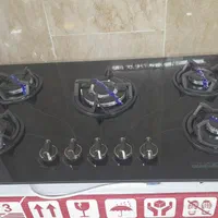 اجاق گازرومیزی ۵شعله چدن گرد شیشه سکوریت