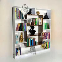 بوفه و کتابخانه مدل ماهان وسط قهوه ای|کتابخانه، شلف، قفسه‌های دیواری|تبریز, |دیوار