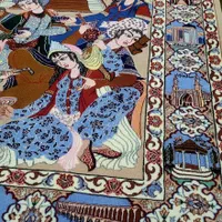 تابلو فرش دستبافت ۱۸۰ در ۱۲۰ بزم ۶۰ رج چله ابریشم|تابلو فرش|تهران, پونک|دیوار