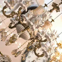 لوستر بزرگ دوگل چینی سرامیک خطی راه راه ۴شاخه۸لامپ|لوستر و چراغ آویز|تبریز, |دیوار