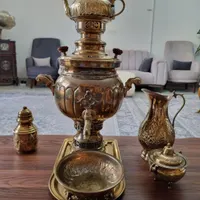 سرویس نو نو مسی سماور زغالی قلم زنی اصل)مهاجرت)