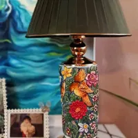 آباژور رو میزی دستساز(کنده کاری و نقاشی) سرامیکی|چراغ خواب و آباژور|تهران, تجریش|دیوار