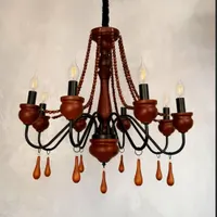 لوستر چوبی و فلزی ۸ شاخه مدل پانیذ مناسب کادو هدیه