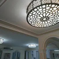 لوستر سقفی چوبی دایره طرح گل ، اسلیمی و...|لوستر و چراغ آویز|تبریز, |دیوار