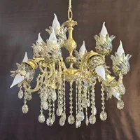 لوستر ۸ شاخه ۱۲ شعله لاله واژگون برنز عاشری