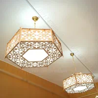 لوستر چوبی شش ضلعی قطر60|لوستر و چراغ آویز|تبریز, |دیوار