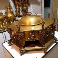 منقل سماوری رپیتاژ برنجی زغالی ذغالی