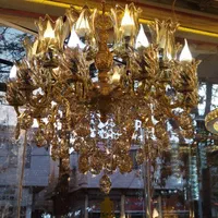 لوستر 10 شاخه 20 شعله برنجی (برنز)|لوستر و چراغ آویز|بروجرد, |دیوار