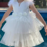 پیراهن طبقه ای تور دار مجلسی عروس