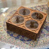 جعبه پذیرایی چوبی اجیل تافی شکلات تی بگ