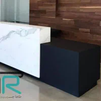 میز مدیریت سفیدسیاهMDFوکیوم دفترکارشرکتی ال کمددار|مبلمان اداری|زنجان, |دیوار