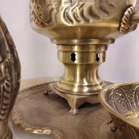 ست سماور ذغالی برنجی/همراه سرویس/تولیدی کویر مس|قوری، کتری، قهوه‌ساز دستی|یزد, |دیوار