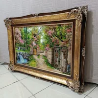تابلو فرش دستبافت تبریز/ چله ابریشم کوچه باغ بهار|تابلو فرش|تهران, استاد معین|دیوار