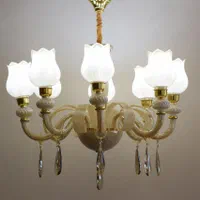 لوستر بلوری کریستالی شش شاخه طرح آیتان|لوستر و چراغ آویز|تبریز, |دیوار