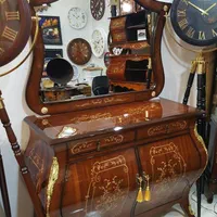 آینه کنسول معرق چوبی ۲درب خمرایی