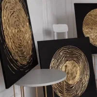 تابلو نقاشی تابلوی آبستره طلایی مشکی مدرن برجسته