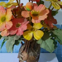 گل شقایق مات با گلدان پتینه سفالی