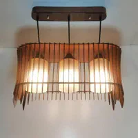 لوستر چوبی خطی 3 شعله مدل ققنوس، آویز سقفی لاینیر|لوستر و چراغ آویز|تهران, شهرک ولیعصر جنوبی|دیوار