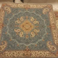 پارچه ترمه رو میزی یزد فیروزه ای 84×84|صنایع دستی و سایر لوازم تزئینی|تهران, پرستار|دیوار