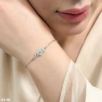 دستبند نقره جواهراتی قلب دور نگین روز جهانی دختر۱۰