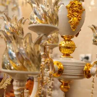 لوستر دوگل استاتیک کرم طلا فرانسه۴شاخه ۸لامپه بزرگ|لوستر و چراغ آویز|تبریز, |دیوار