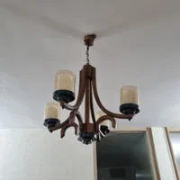 لوستر چوبی چهار چراغ|لوستر و چراغ آویز|اصفهان, مصلی|دیوار