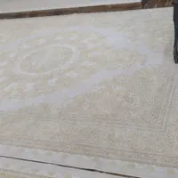 دو عدد فرش 12متری گل برجسته کرم طلایی