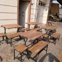 میز و صندلی چوب فلز نیمکتی تاشو کد A 67|میز و صندلی غذاخوری|رشت, کوی عرفان|دیوار
