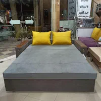 کاناپه تختخوابشو شرکتی/مبل دونفره دسته چوبی/ ترکیه|مبلمان خانگی و میز عسلی|کرمانشاه, |دیوار